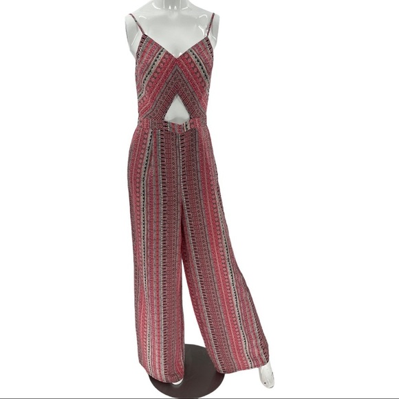 Hommage Printed Cut Out Chest Back Jumpsuit Size M - Picture 2 of 12